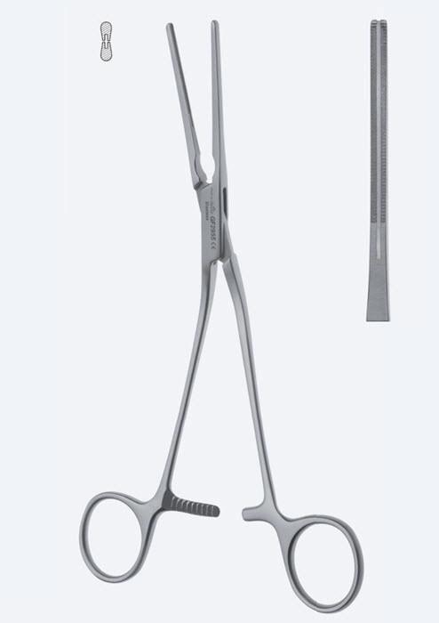 Зажими судинні Cooley, атравматичні, для протоки, зубці Cooley, з вигнутою ручкою, прямі, довжина 205 мм. Бренд - Asanus Medizintechnik Gmb, Німеччина